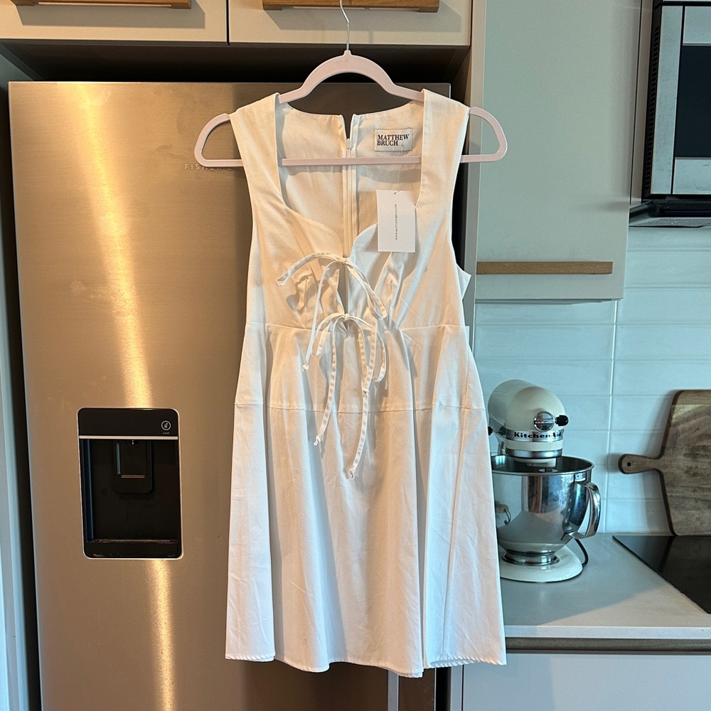 Summer Sundress White Dress with Front Tie